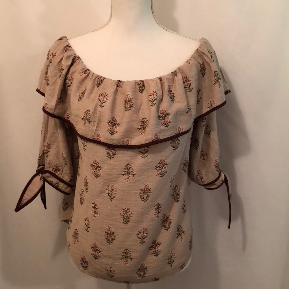 Floral Print Off-the-shoulder  Bardot Top